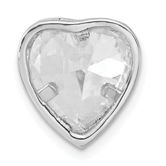 Sterling Silver Polished Large Heart Shaped CZ Chain Slide