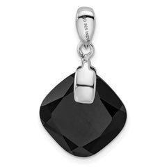 Sterling Silver Rhodium-plated Black Agate Pendant