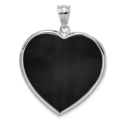 Sterling Silver Rhodium-plated Onyx Heart Pendant