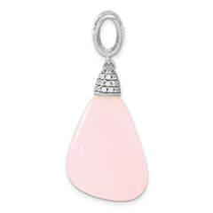 Sterling Silver CZ & Pink Glass Pendant