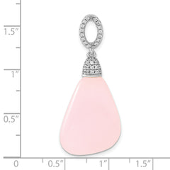 Sterling Silver CZ & Pink Glass Pendant