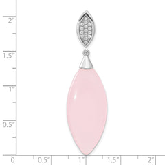 Sterling Silver CZ & Pink Glass Pendant