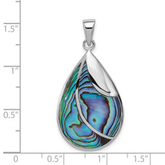 Sterling Silver Rhodium-plated Polished Abalone Pendant