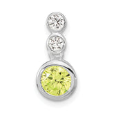 Sterling Silver Polished Green & Clear CZ Circles Chain Slide Pendant