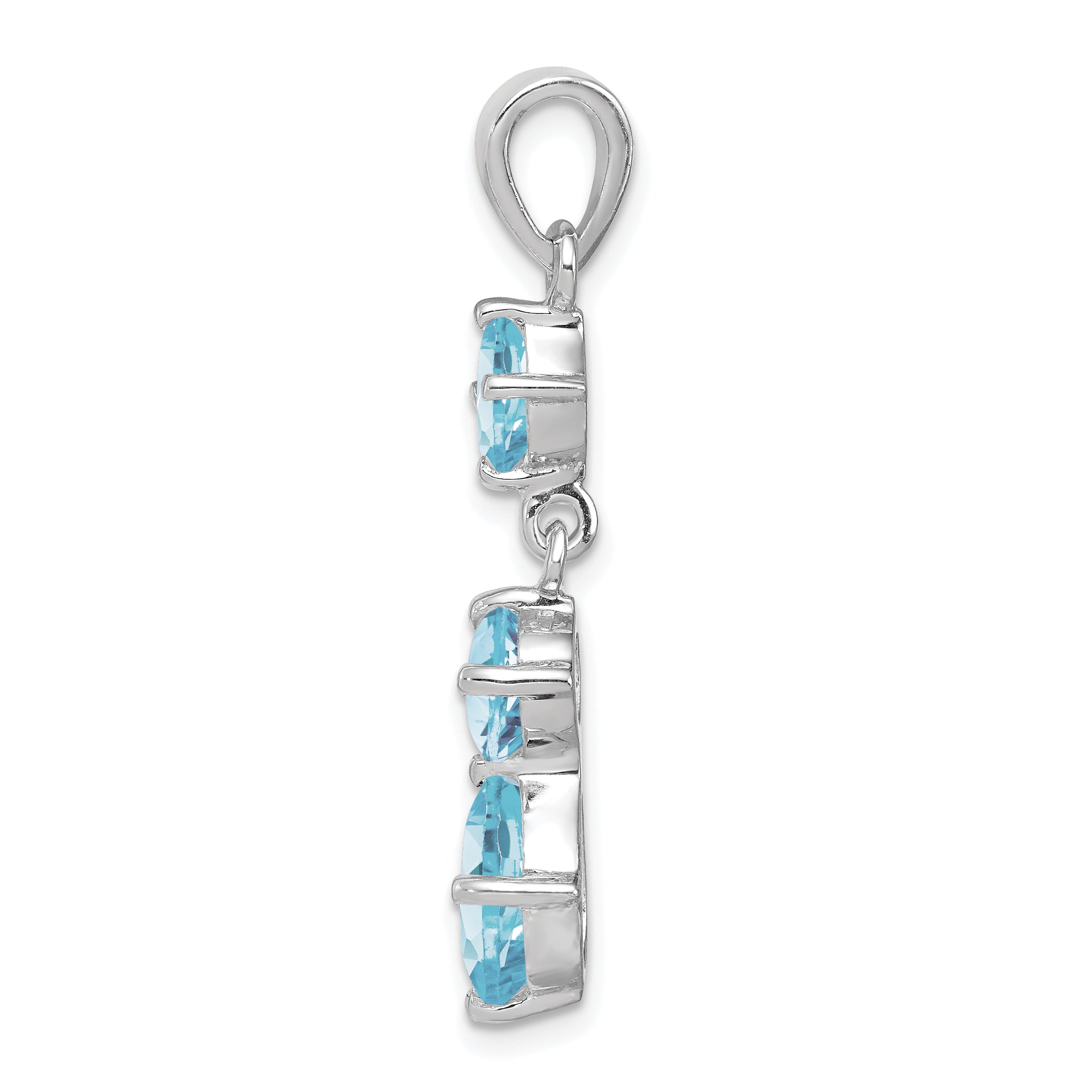Sterling Silver Rhodium-plated Blue Topaz Pendant