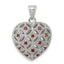 Garnet Heart Pendant in Sterling Silver, 25mm Textured (0.276 ct. tw.) - Sophia Jewelers