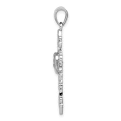 Sterling Silver Rhodium-plated w/Amethyst Cross Pendant