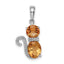 Sterling Silver Rhodium-plated Citrine and Diamond Cat Pendant