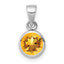 Sterling Silver Rhodium-plated Polished Citrine Round Pendant
