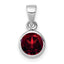 Sterling Silver Rhodium-plated Polished Garnet Round Pendant
