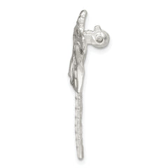 Sterling Silver 925 Dragonfly Pin with Brushed Diamond-Cut Finish