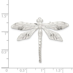 Sterling Silver 925 Dragonfly Pin with Brushed Diamond-Cut Finish