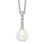 Sterling Silver Rhodium-plated 7-8mm White FWC Pearl CZ Necklace