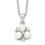 Sterling Silver Rhodium-plated 5-6mm White FW Cultured 3-Pearl CZ Necklace