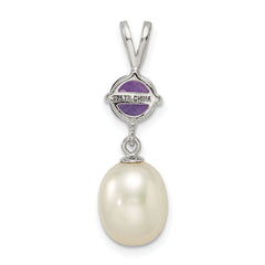 Sterling Silver Amethyst & 8-9mm FW Cultured Pearl Teardrop Pendant