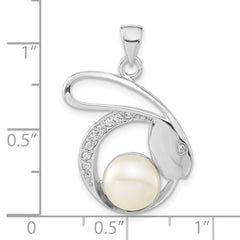 Sterling Silver w/CZ 8-9mm FW Cultured Pearl Pendant