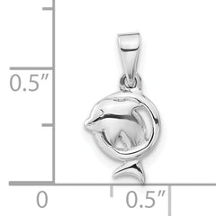Sterling Silver Polished Dolphin in Hoop Pendant