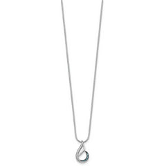 Sterling Silver Polished Diamond/Blue Diamond Chain Slide