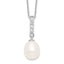 Sterling Silver Rhodium-plated 8-9mm White FWC Pearl CZ Necklace