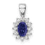 Sterling Silver Rhodium-plated CZ/Lab Cr Sapphire Pendant