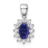 Sterling Silver Rhodium-plated CZ/Lab Cr Sapphire Pendant