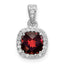 Sterling Silver Rhod-plate 1.05Garnet/Creat. White Sapphire Pendant