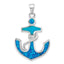 Anchor Pendant in Sterling Silver with Lab-Created Opal, 38mm - Sophia Jewelers