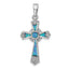 Cross Pendant in Sterling Silver with Lab-Created Opal & Cubic Zirconia, 19x32mm - Sophia Jewelers