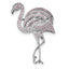 Sterling Silver Rhodium-plated Pink CZ Flamingo Pin Brooch