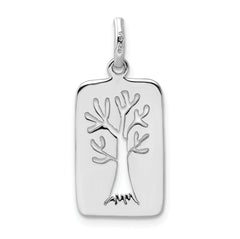 Sterling Silver Rhodium-plated Polished Tree Cut-out Charm