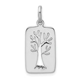 Sterling Silver Rhodium-plated Polished Tree Cut-out Charm