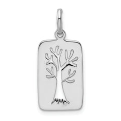 Sterling Silver Rhodium-plated Polished Tree Cut-out Charm