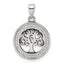 Sterling Silver Antiqued Enamel Glitter Enamel Tree in Circle Pendant