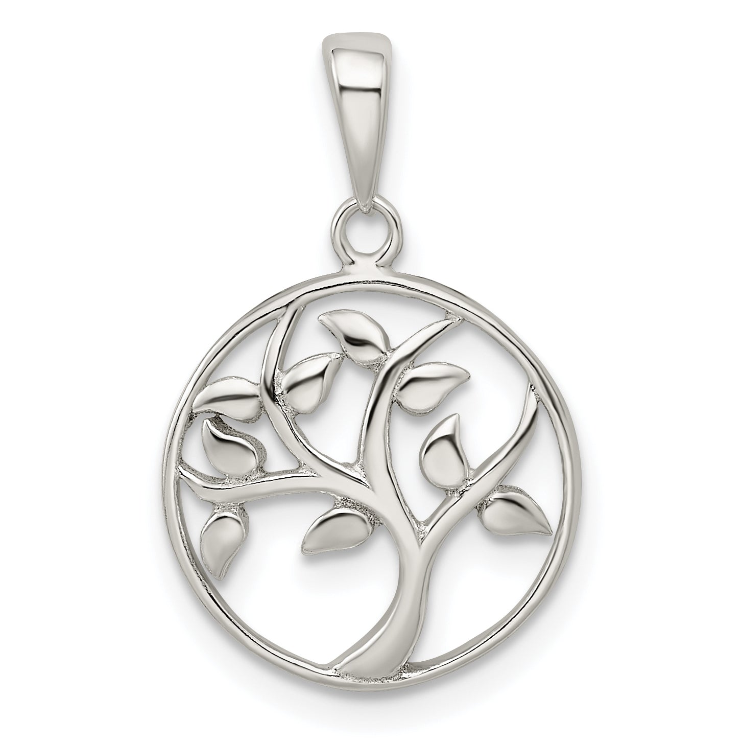 Sterling Silver Polished Tree Pendant