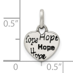 Sterling Silver Antiqued and Polished HOPE Heart Charm