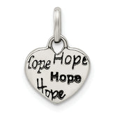 Sterling Silver Antiqued and Polished HOPE Heart Charm