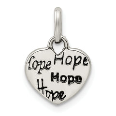 Sterling Silver Antiqued and Polished HOPE Heart Charm