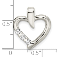 Sterling Silver Polished w/CZ Heart Slide
