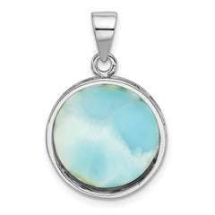 Sterling Silver Rhodium-plated Larimar w/Palm Tree Pendant