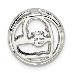 Sterling Silver Plat-plate Rose-tone Vibrant Swar Zircon Heart Chain Slide