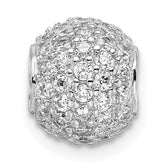 Sterling Silver Rhodium-plated CZ Bead Pendant