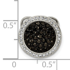 Sterling Silver Black/White Crystal Circle Chain Slide