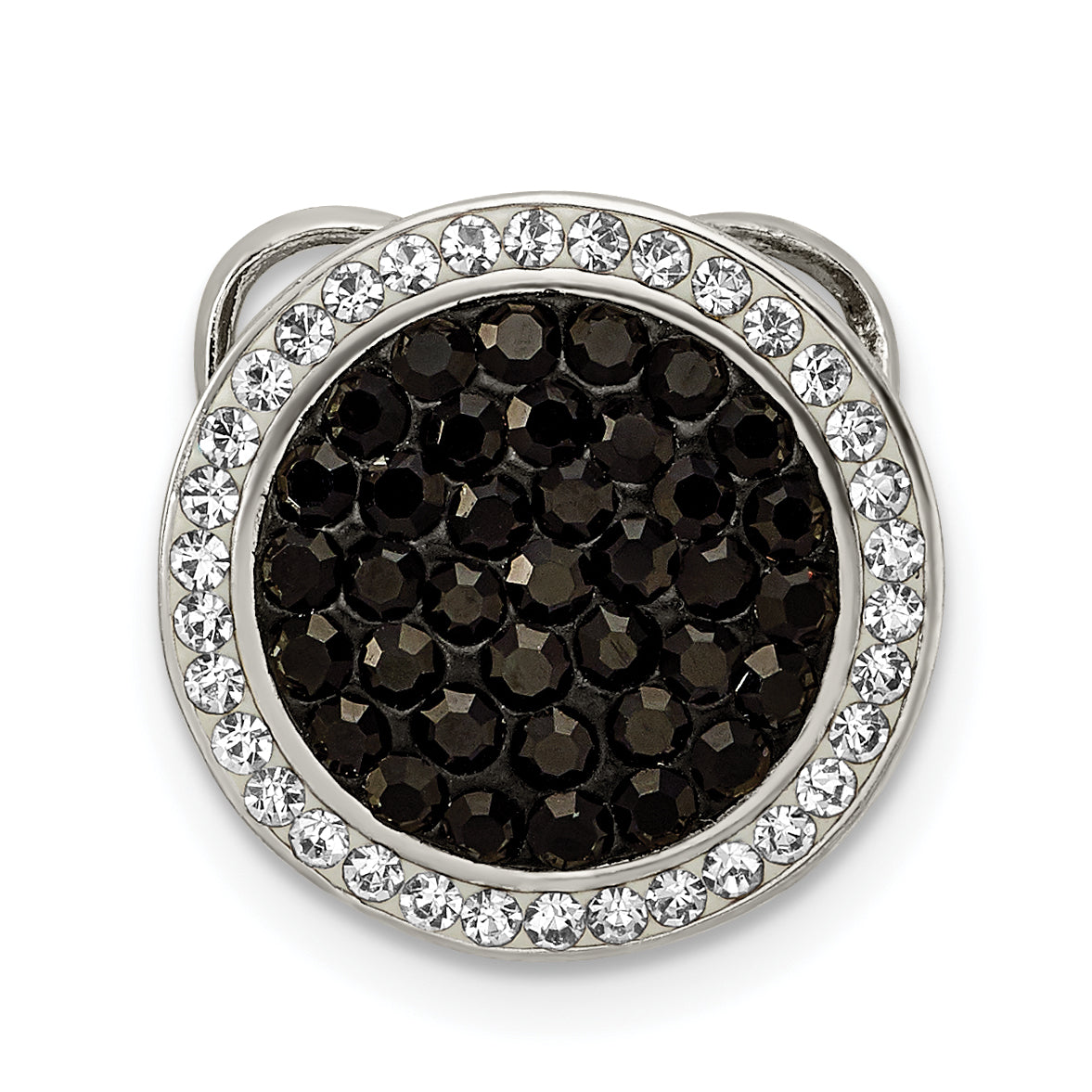 Sterling Silver Black and White Crystal Circle Chain Slide