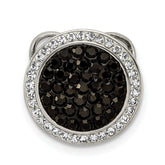 Sterling Silver Black and White Crystal Circle Chain Slide