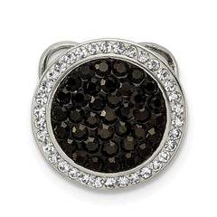 Sterling Silver Black and White Crystal Circle Chain Slide