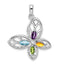Sterling Silver Rhodium-plated PE CI AM Swiss BT Butterfly Pendant