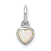 Sterling Silver Rhodium Plated Lab Created Opal Heart Pendant