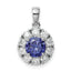 Sterling Silver Rhodium-plated Blue and White CZ Halo Pendant