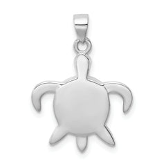 Sterling Silver Rhodium-plated Polished Created Opal Turtle Pendant