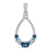 Sterling Silver Rhod-plat London blue and LB topaz Pendant